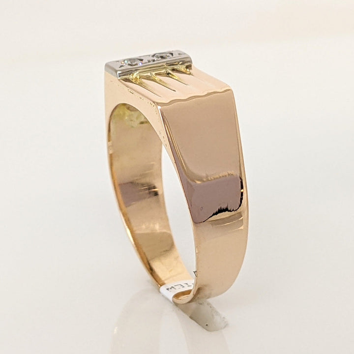 14K .03 CARAT TOTAL WEIGHT DIAMOND ROUND (2) RIBBED TOP ESTATE RING 2.6 GRAMS