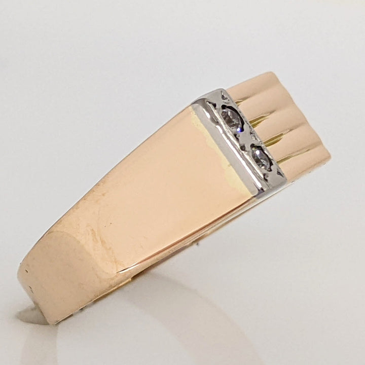 14K .03 CARAT TOTAL WEIGHT DIAMOND ROUND (2) RIBBED TOP ESTATE RING 2.6 GRAMS