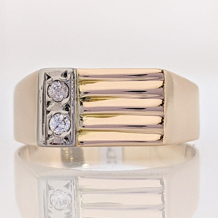 14K .03 CARAT TOTAL WEIGHT DIAMOND ROUND (2) RIBBED TOP ESTATE RING 2.6 GRAMS