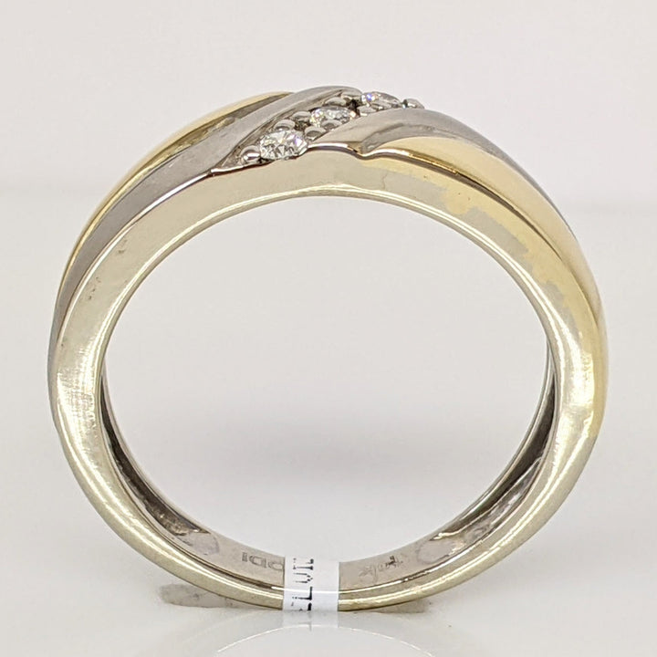 10K TWO TONE .10 CARAT TOTAL WEIGHT SI2 H DIAMOND ROUND (3) ESTATE BAND 5.3 GRAMS