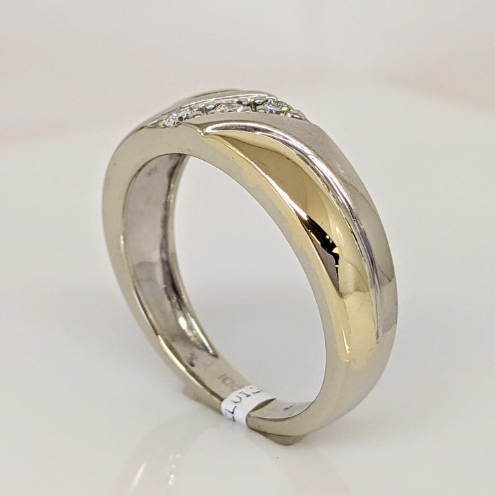 10K TWO TONE .10 CARAT TOTAL WEIGHT SI2 H DIAMOND ROUND (3) ESTATE BAND 5.3 GRAMS