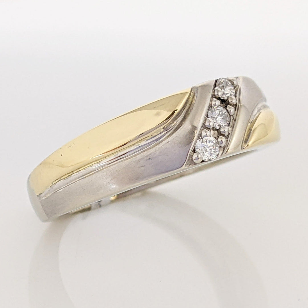 10K TWO TONE .10 CARAT TOTAL WEIGHT SI2 H DIAMOND ROUND (3) ESTATE BAND 5.3 GRAMS