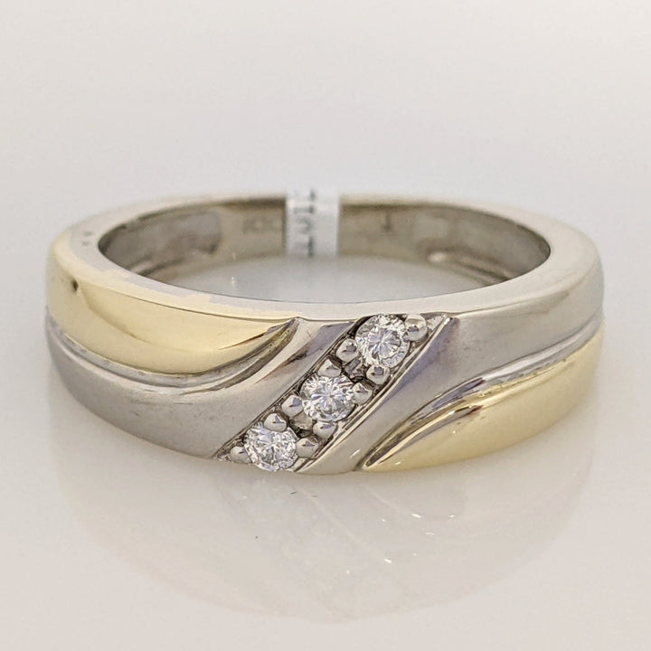 10K TWO TONE .10 CARAT TOTAL WEIGHT SI2 H DIAMOND ROUND (3) ESTATE BAND 5.3 GRAMS
