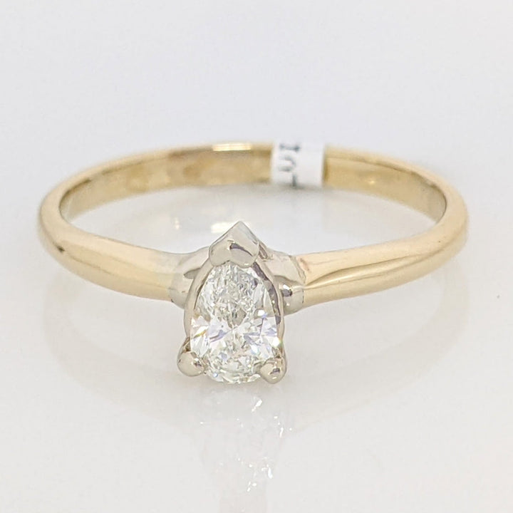 14K .25 CARAT TOTAL SI1 G DIAMOND PEAR ESTATE SOLITAIRE RING 1.8 GRAMS