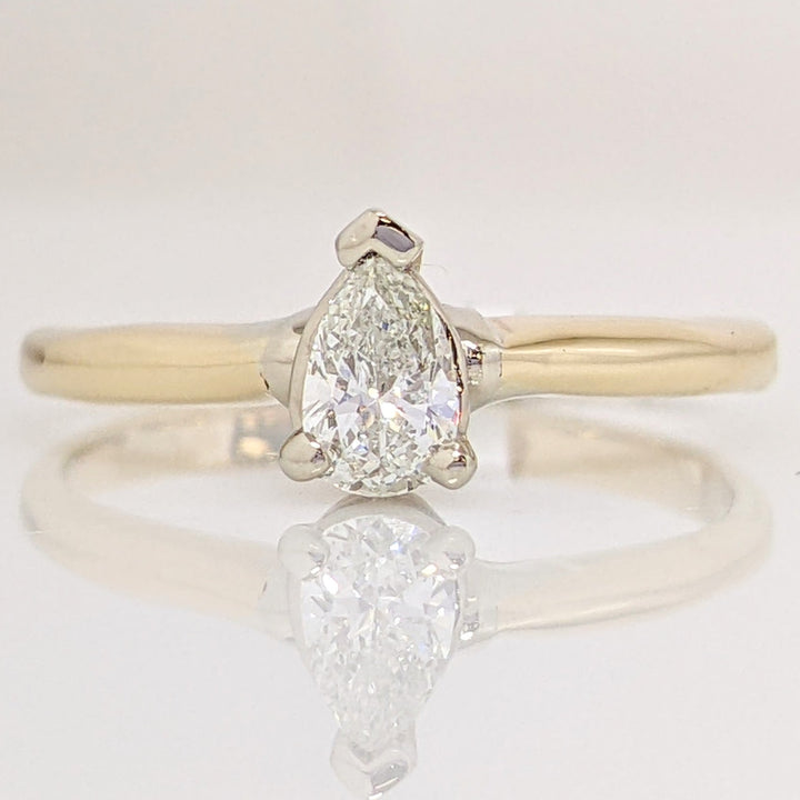 14K .25 CARAT TOTAL SI1 G DIAMOND PEAR ESTATE SOLITAIRE RING 1.8 GRAMS