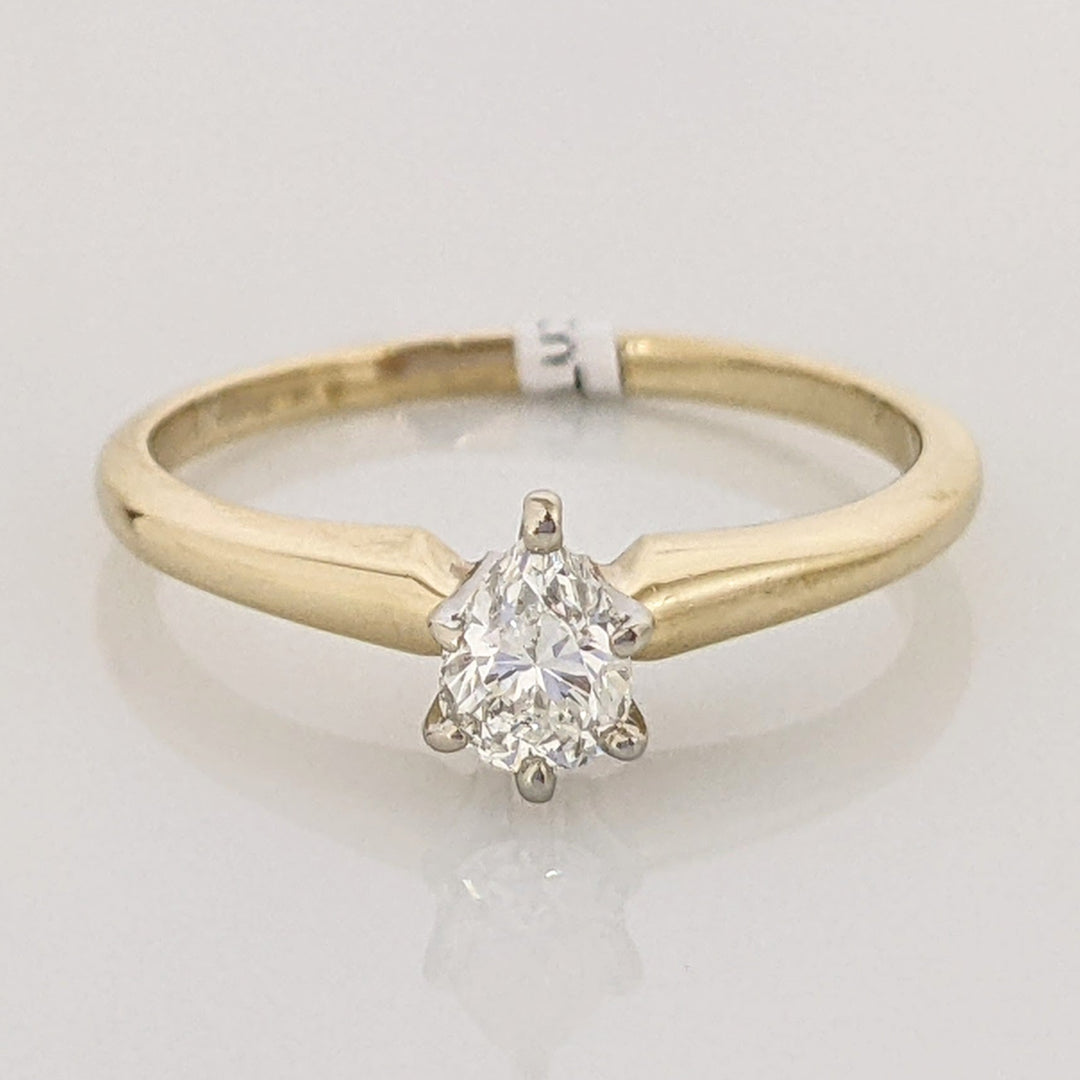 14K .38 CARAT TOTAL VS1 H DIAMOND PEAR ESTATE SOLITAIRE RING 2.0 GRAMS