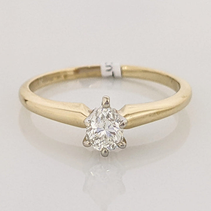 14K .38 CARAT TOTAL VS1 H DIAMOND PEAR ESTATE SOLITAIRE RING 2.0 GRAMS