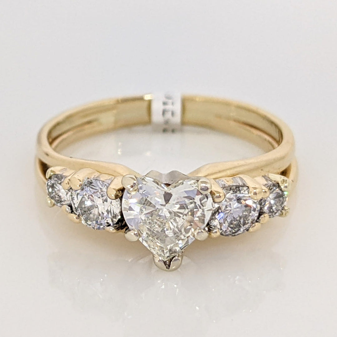 14K 1.14 CARAT TOTAL WEIGHT VS1 I DIAMOND HEART (1) ROUND (4) ESTATE RING/ WRAP SET 4.3 GRAMS