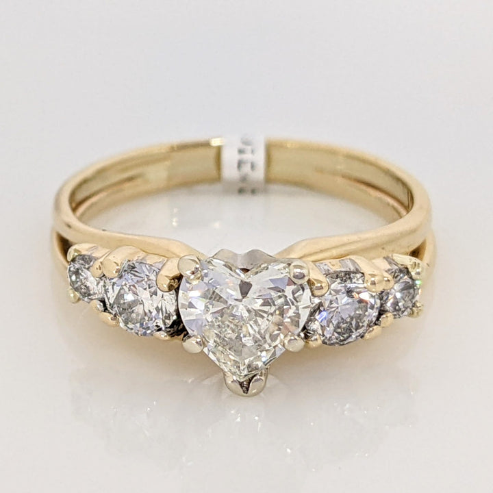 14K 1.14 CARAT TOTAL WEIGHT VS1 I DIAMOND HEART (1) ROUND (4) ESTATE RING/ WRAP SET 4.3 GRAMS