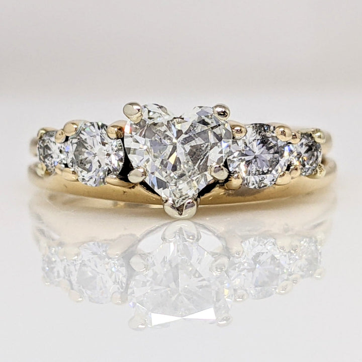 14K 1.14 CARAT TOTAL WEIGHT VS1 I DIAMOND HEART (1) ROUND (4) ESTATE RING/ WRAP SET 4.3 GRAMS