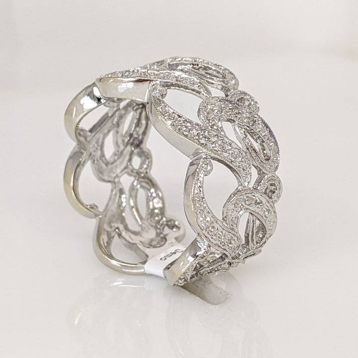 14K WHITE .21 CARAT TOTAL WEIGHT SI1 I DIAMOND ROUND (21) OPEN DESIGN ESTATE BAND 3.6 GRAMS