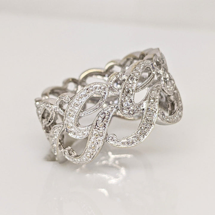 14K WHITE .21 CARAT TOTAL WEIGHT SI1 I DIAMOND ROUND (21) OPEN DESIGN ESTATE BAND 3.6 GRAMS