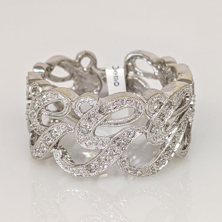 14K WHITE .21 CARAT TOTAL WEIGHT SI1 I DIAMOND ROUND (21) OPEN DESIGN ESTATE BAND 3.6 GRAMS