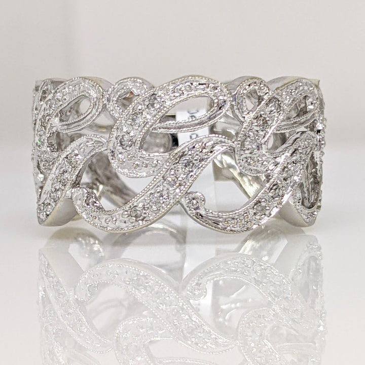 14K WHITE .21 CARAT TOTAL WEIGHT SI1 I DIAMOND ROUND (21) OPEN DESIGN ESTATE BAND 3.6 GRAMS