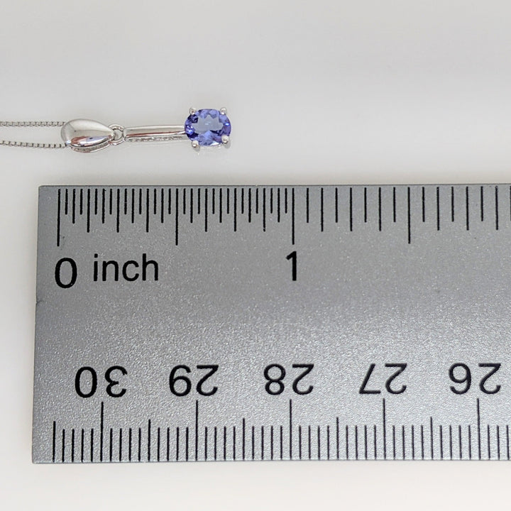 14K WHITE IOLITE OVAL 4X5 DROP ESTATE PENDANT & CHAIN 1.6 GRAMS