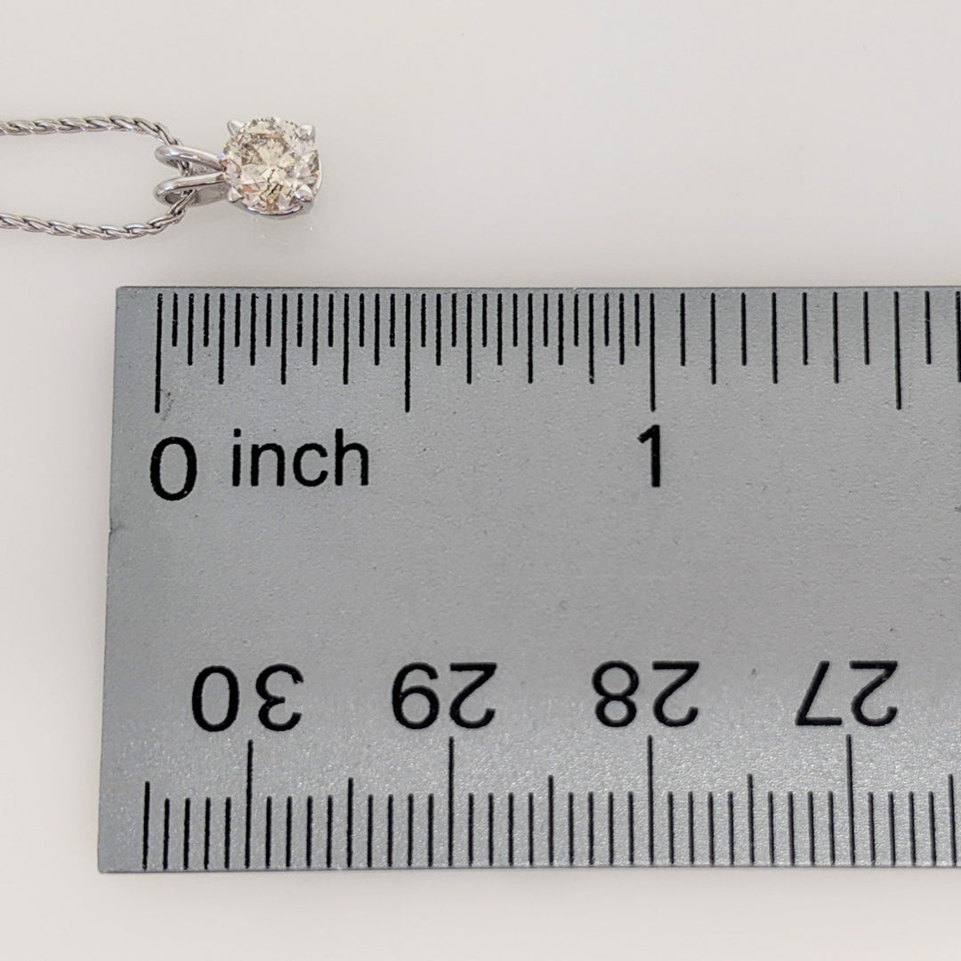 14K WHITE .45 CARAT TOTAL I1 L DIAMOND ROUND ESTATE SOLITAIRE PENDANT & CHAIN 2.2 GRAMS