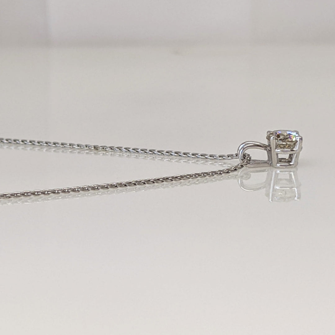 14K WHITE .45 CARAT TOTAL I1 L DIAMOND ROUND ESTATE SOLITAIRE PENDANT & CHAIN 2.2 GRAMS