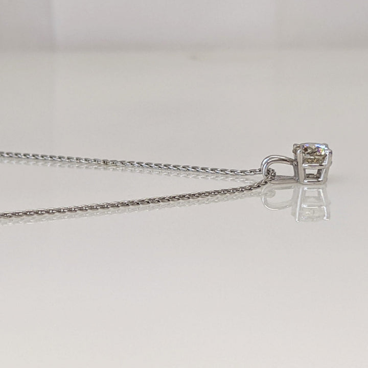 14K WHITE .45 CARAT TOTAL I1 L DIAMOND ROUND ESTATE SOLITAIRE PENDANT & CHAIN 2.2 GRAMS