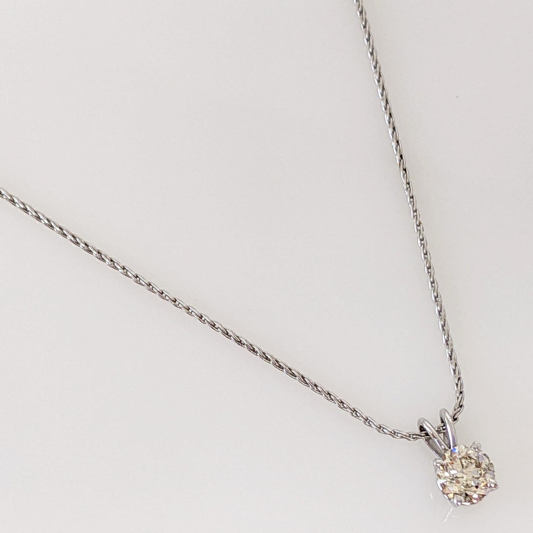 14K WHITE .45 CARAT TOTAL I1 L DIAMOND ROUND ESTATE SOLITAIRE PENDANT & CHAIN 2.2 GRAMS
