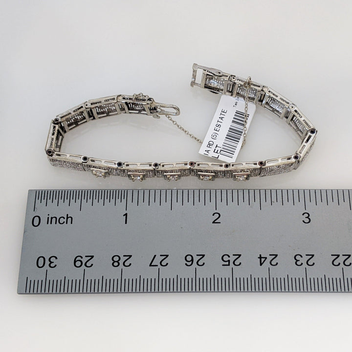 14K WHITE .35 CARAT TOTAL WEIGHT SI1 I DIAMOND ROUND (5) ESTATE VINTAGE BRACELET 9.3 GRAMS