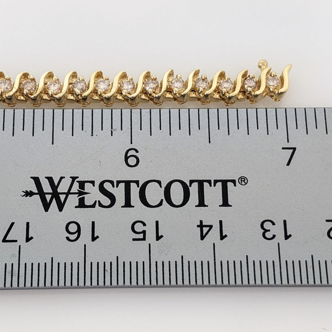 14K 2.20 CARAT TOTAL WEIGHT SI2-I1 CHAMPAGNE DIAMOND ROUND (44) ESTATE BRACELET 15.9 GRAMS