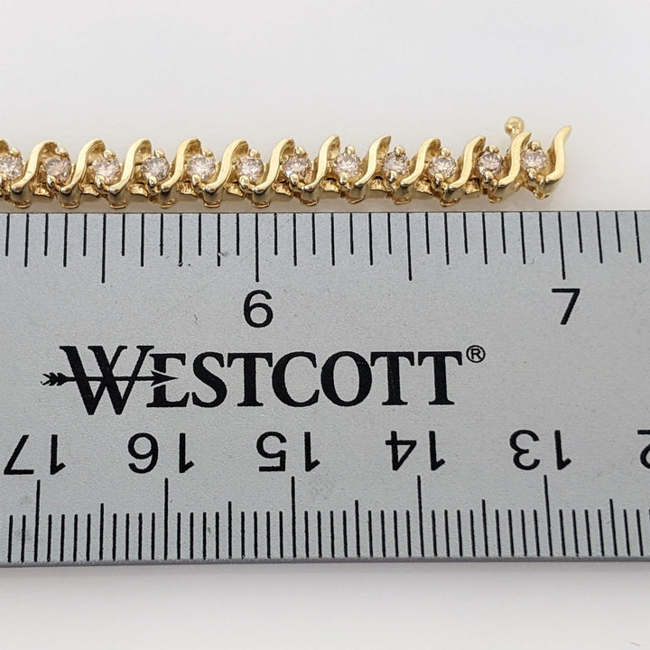 14K 2.20 CARAT TOTAL WEIGHT SI2-I1 CHAMPAGNE DIAMOND ROUND (44) ESTATE BRACELET 15.9 GRAMS