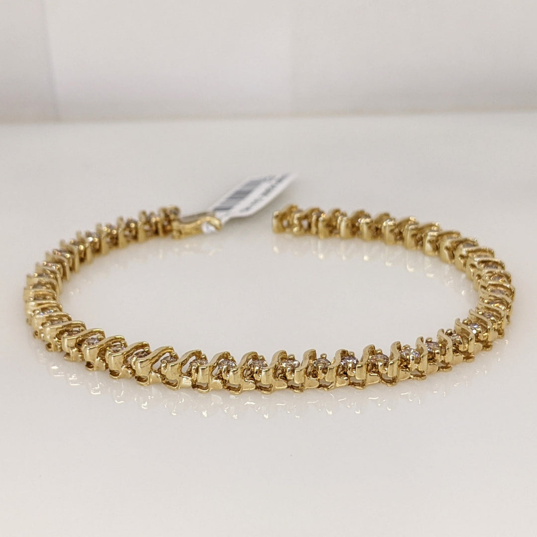 14K 2.20 CARAT TOTAL WEIGHT SI2-I1 CHAMPAGNE DIAMOND ROUND (44) ESTATE BRACELET 15.9 GRAMS