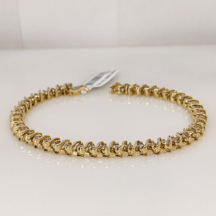 14K 2.20 CARAT TOTAL WEIGHT SI2-I1 CHAMPAGNE DIAMOND ROUND (44) ESTATE BRACELET 15.9 GRAMS