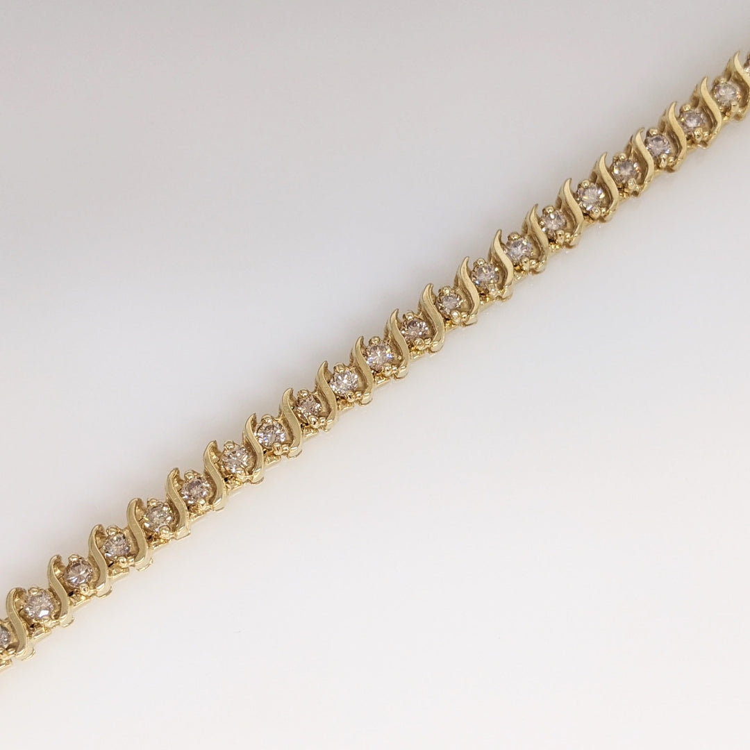 14K 2.20 CARAT TOTAL WEIGHT SI2-I1 CHAMPAGNE DIAMOND ROUND (44) ESTATE BRACELET 15.9 GRAMS