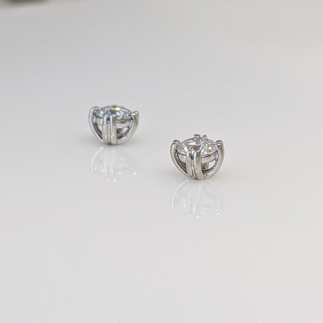 14K WHITE .38 CARAT TOTAL WEIGHT SI2 H DIAMOND ROUND (2) DOUBLE PRONG ESTATE STUD EARRINGS 0.6 GRAMS