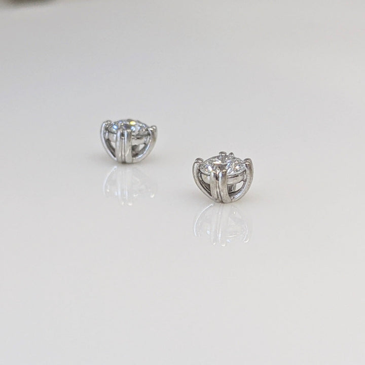 14K WHITE .38 CARAT TOTAL WEIGHT SI2 H DIAMOND ROUND (2) DOUBLE PRONG ESTATE STUD EARRINGS 0.6 GRAMS