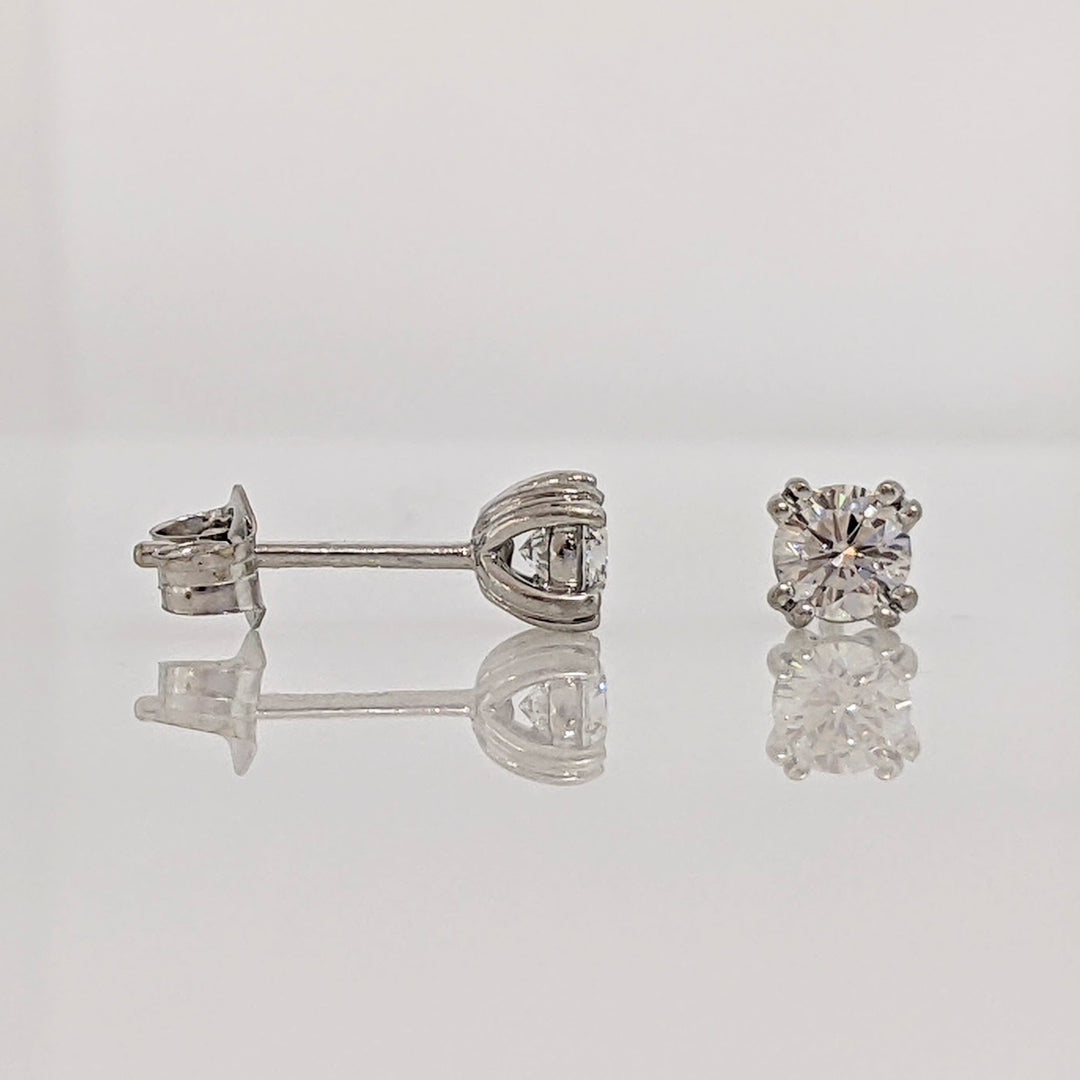 14K WHITE .38 CARAT TOTAL WEIGHT SI2 H DIAMOND ROUND (2) DOUBLE PRONG ESTATE STUD EARRINGS 0.6 GRAMS