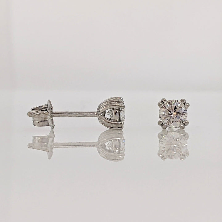 14K WHITE .38 CARAT TOTAL WEIGHT SI2 H DIAMOND ROUND (2) DOUBLE PRONG ESTATE STUD EARRINGS 0.6 GRAMS