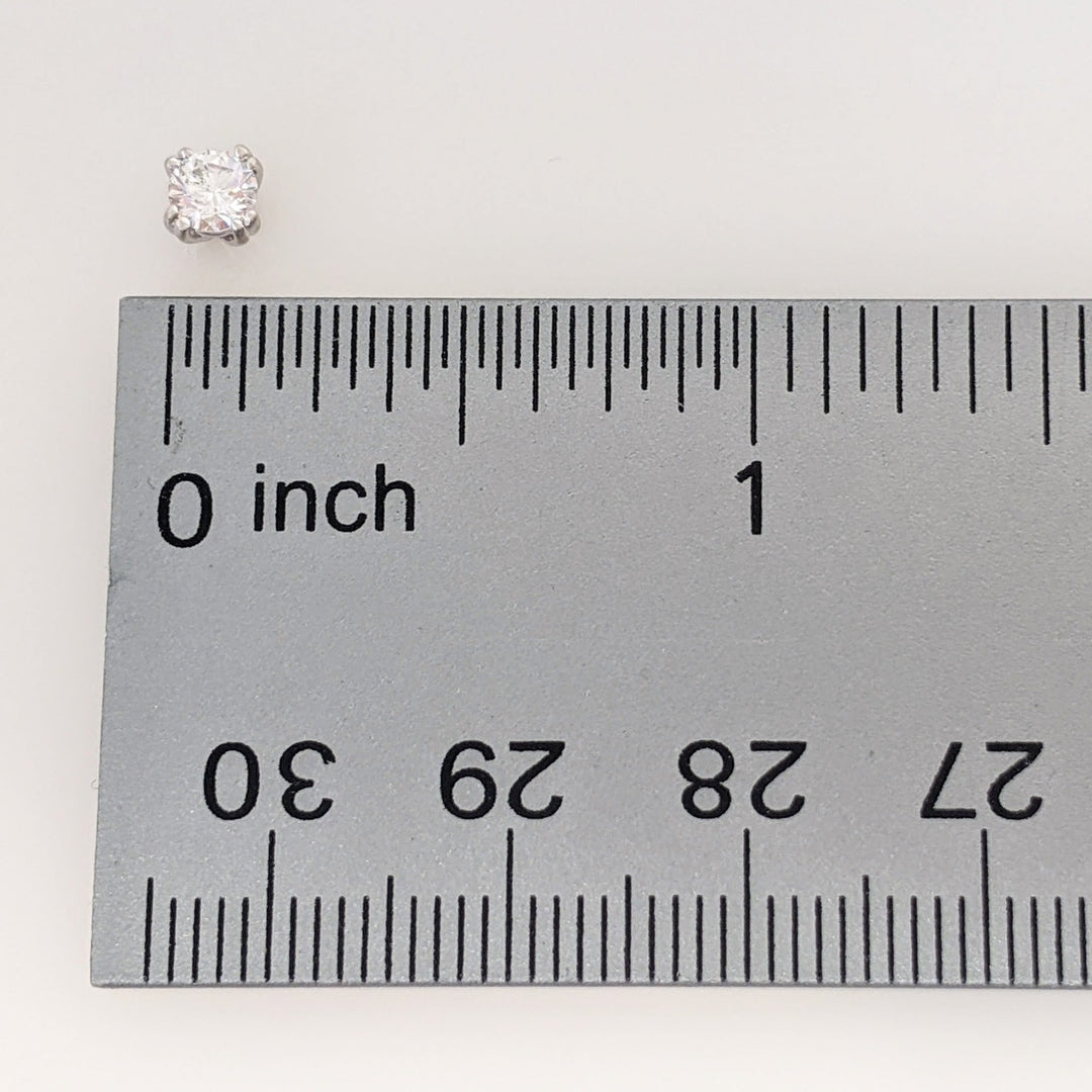14K WHITE .38 CARAT TOTAL WEIGHT SI2 H DIAMOND ROUND (2) DOUBLE PRONG ESTATE STUD EARRINGS 0.6 GRAMS