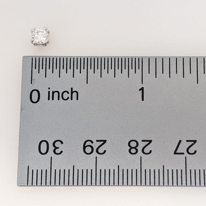 14K WHITE .38 CARAT TOTAL WEIGHT SI2 H DIAMOND ROUND (2) DOUBLE PRONG ESTATE STUD EARRINGS 0.6 GRAMS