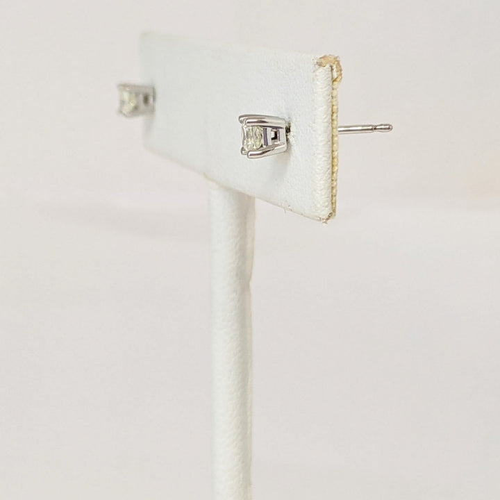 14K WHITE .30 CARAT TOTAL WEIGHT SI2 J DIAMOND PRINCESS CUT (2) ESTATE STUD EARRINGS 0.7 GRAMS