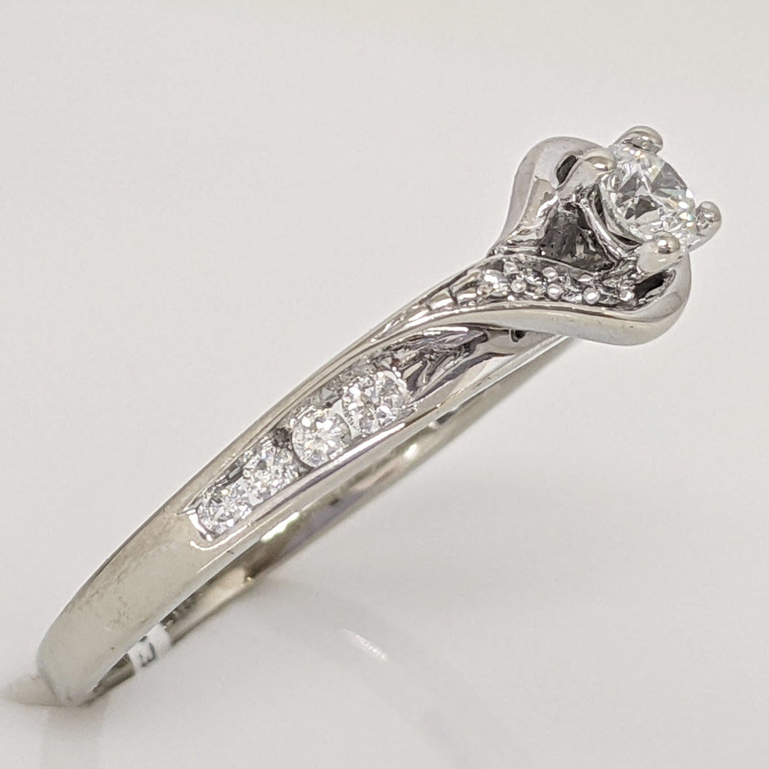 10K WHITE .41 CARAT TOTAL WEIGHT I1 H DIAMOND ROUND (17) BYPASS ESTATE RING 2.8 GRAMS