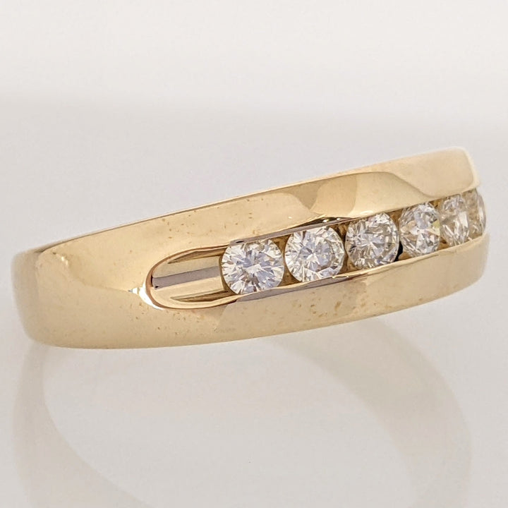 14K .52 CARAT TOTAL WEIGHT I1 H DIAMOND ROUND (6) ESTATE CHANNEL SET BAND 6.1 GRAMS