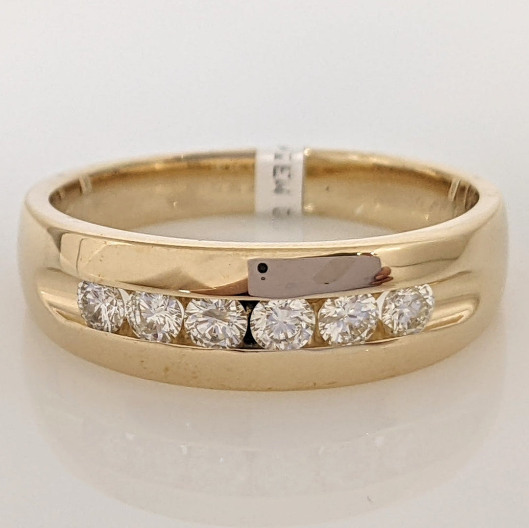 14K .52 CARAT TOTAL WEIGHT I1 H DIAMOND ROUND (6) ESTATE CHANNEL SET BAND 6.1 GRAMS