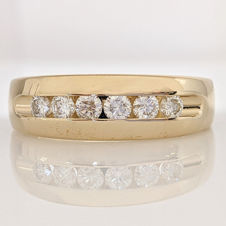 14K .52 CARAT TOTAL WEIGHT I1 H DIAMOND ROUND (6) ESTATE CHANNEL SET BAND 6.1 GRAMS