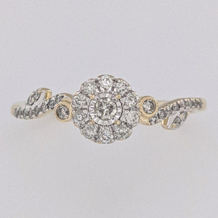 14K .25 CARAT TOTAL WEIGHT I1 H DIAMOND ROUND (33) ESTATE HALO RING 2.0 GRAMS