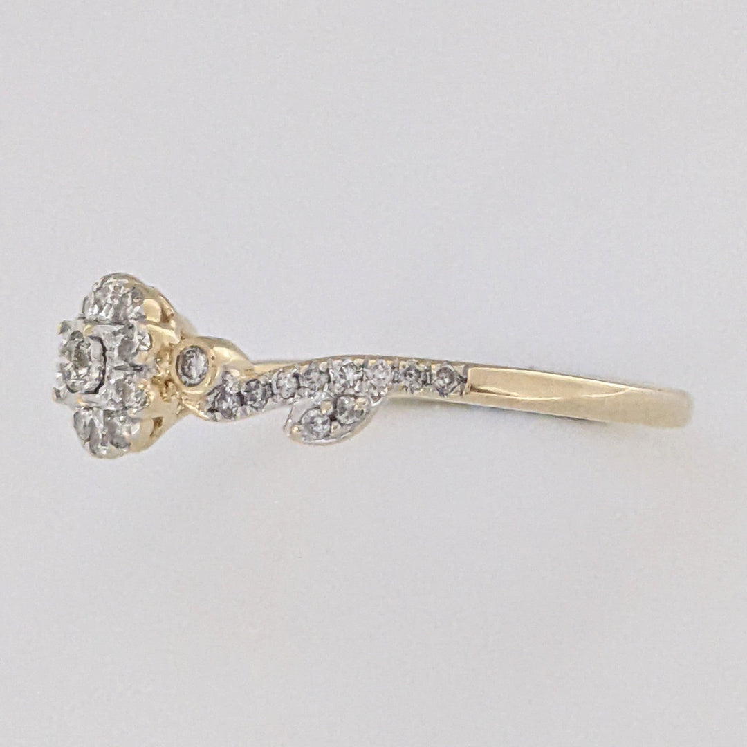 14K .25 CARAT TOTAL WEIGHT I1 H DIAMOND ROUND (33) ESTATE HALO RING 2.0 GRAMS