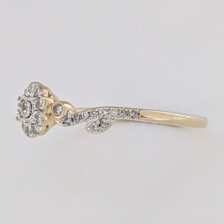 14K .25 CARAT TOTAL WEIGHT I1 H DIAMOND ROUND (33) ESTATE HALO RING 2.0 GRAMS