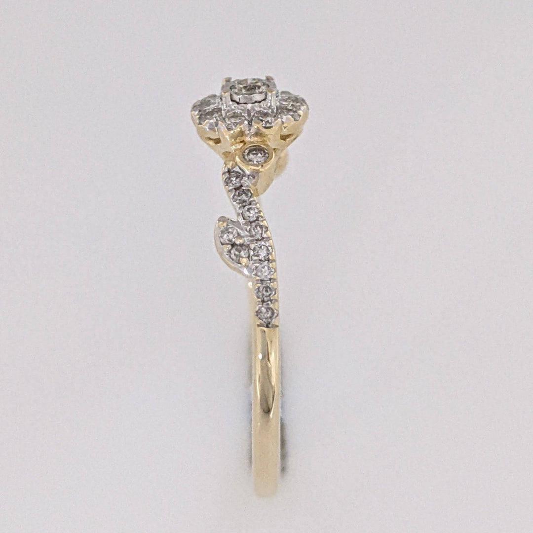 14K .25 CARAT TOTAL WEIGHT I1 H DIAMOND ROUND (33) ESTATE HALO RING 2.0 GRAMS