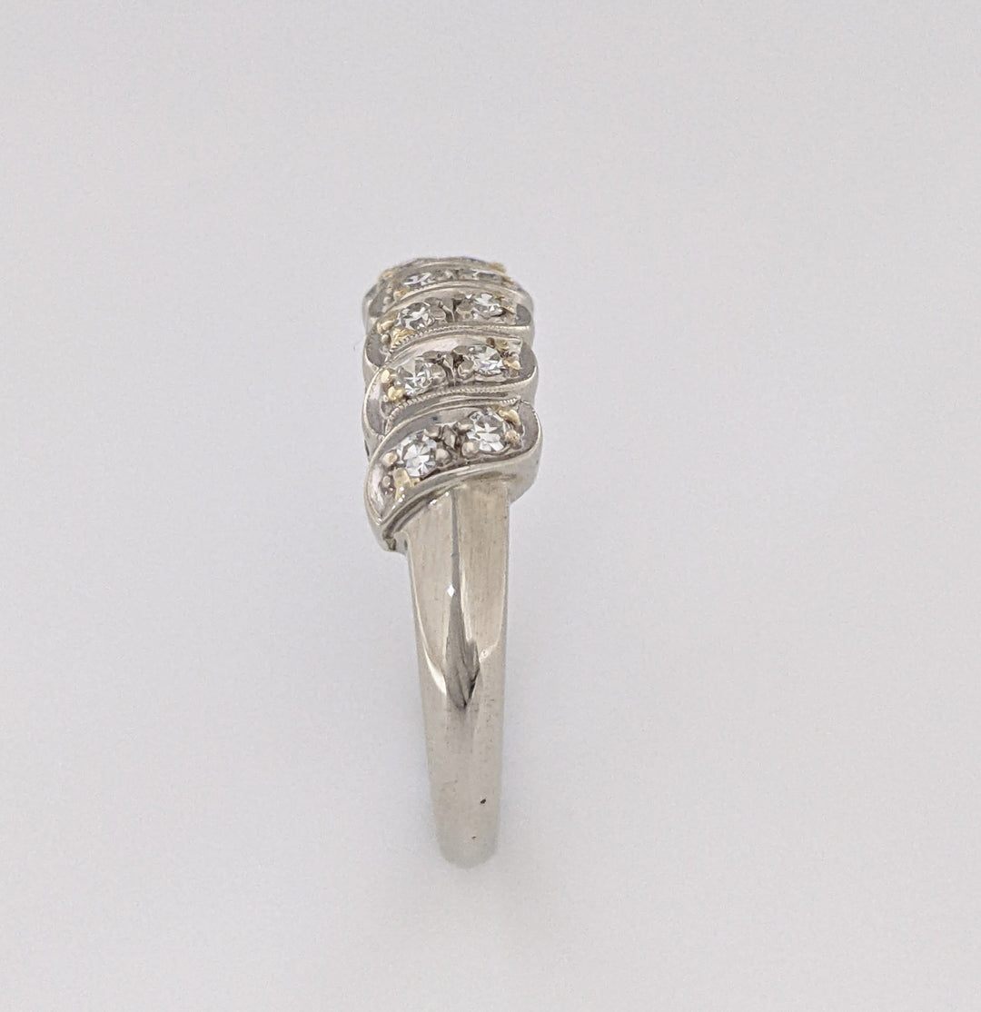 18K WHITE .24 CARAT TOTAL WEIGHT VS2 H DIAMOND ROUND (14) SINGLE CUT ESTATE BAND 4.0 GRAMS