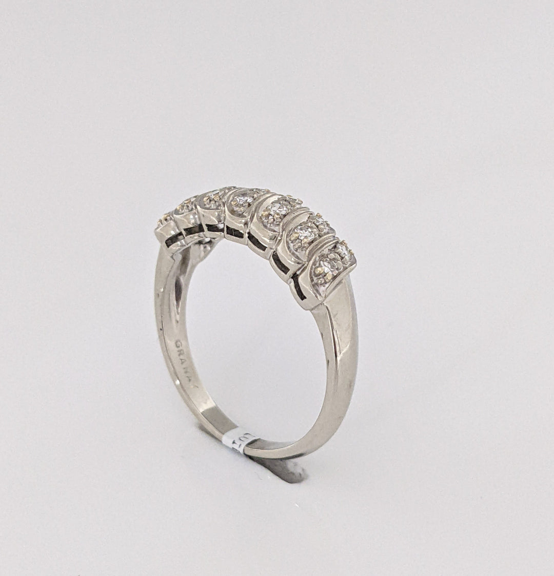 18K WHITE .24 CARAT TOTAL WEIGHT VS2 H DIAMOND ROUND (14) SINGLE CUT ESTATE BAND 4.0 GRAMS
