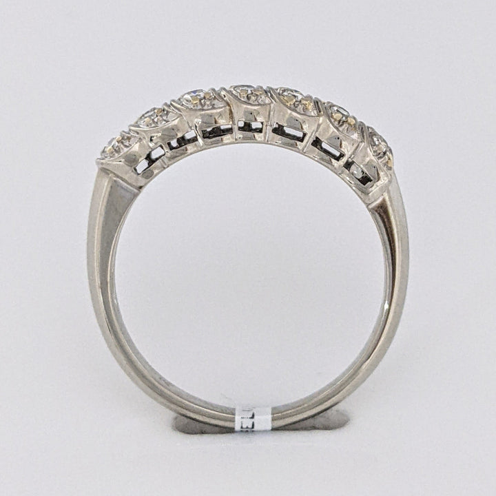 18K WHITE .24 CARAT TOTAL WEIGHT VS2 H DIAMOND ROUND (14) SINGLE CUT ESTATE BAND 4.0 GRAMS