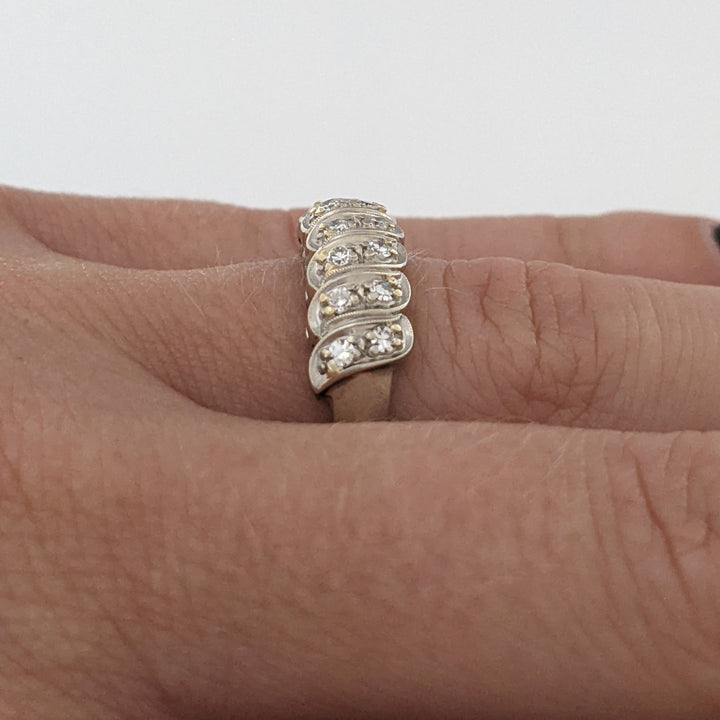 18K WHITE .24 CARAT TOTAL WEIGHT VS2 H DIAMOND ROUND (14) SINGLE CUT ESTATE BAND 4.0 GRAMS