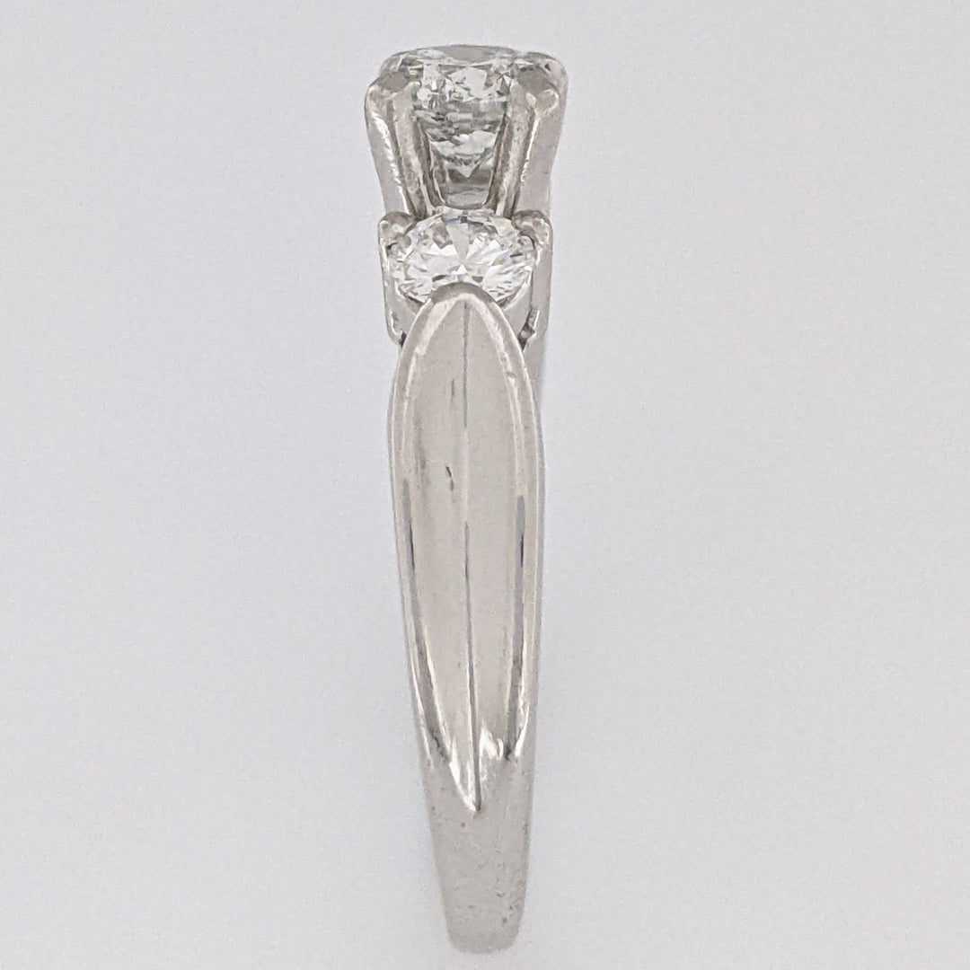 PLATINUM 1.06 CARAT TOTAL WEIGHT I1 K DIAMOND ROUND (3) TRINITY ESTATE RING 6.6 GRAMS