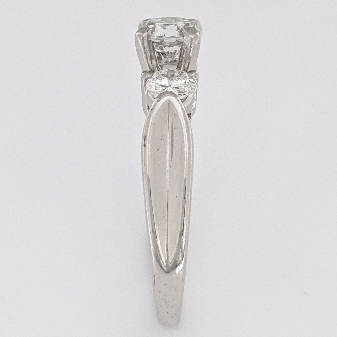 PLATINUM 1.06 CARAT TOTAL WEIGHT I1 K DIAMOND ROUND (3) TRINITY ESTATE RING 6.6 GRAMS